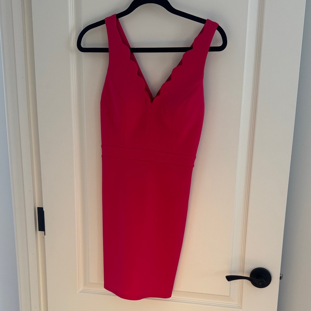 City Studio Vibrant Pink Scalloped Mini Dress